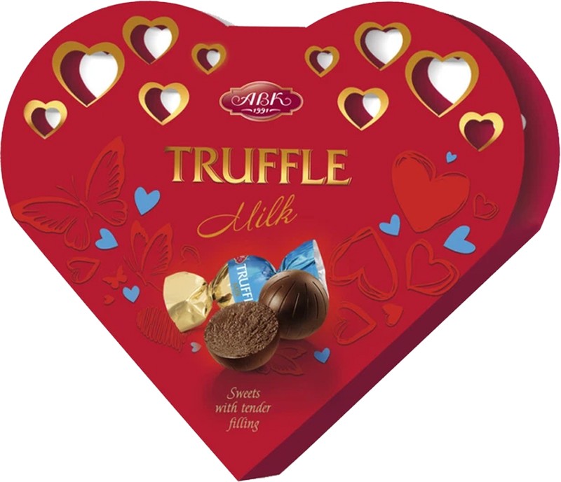 Цукерки АВК Truffle Серце в молочному шоколаді 100 г