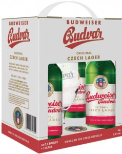 Подарочный набор пива Budweiser Budvar Original светлое фильтрованное 5% 0,5 л × 4 шт. + бокал 0,33 л