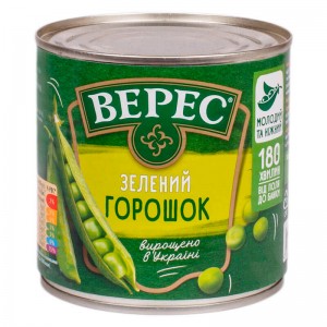 Зелений горошок Верес 200 г. ж/б