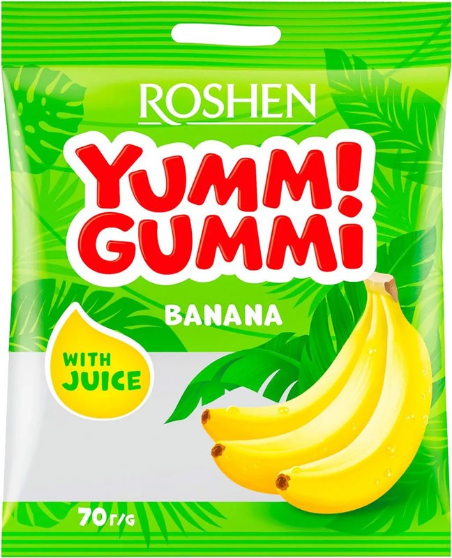Цукерки желейні Roshen Yummi Gummi Banana Land 70г