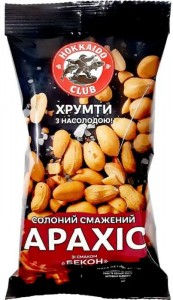 Арахіс Hokkaido Club смажений солоний зі смаком бекону 60 г 