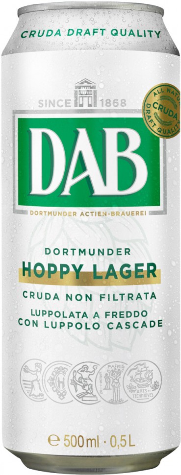 Пиво DAB Hoppy Lager светлое нефильтрованное 5% 0.5 л