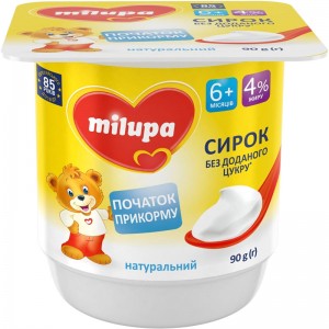 Сирок Milupa Натуральний для дітей від 6-ти місяців 4% 90г