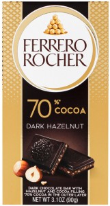 Шоколад Ferrero Rocher чорний з горіховою начинкою та подрібненими лісовими горіхами 70% 90г