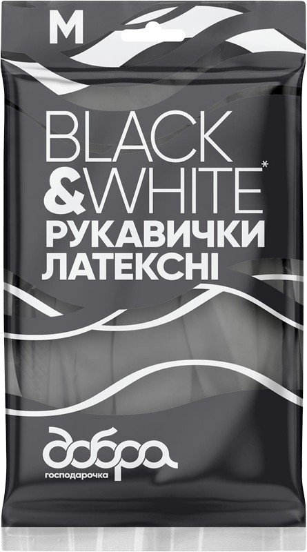 Рукавички латексні ТМ Добра господарочка Black White розмір M 