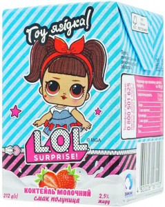 Молочный коктейль Danone L.O.L. Surprise! Клубника 2.5% 212 г