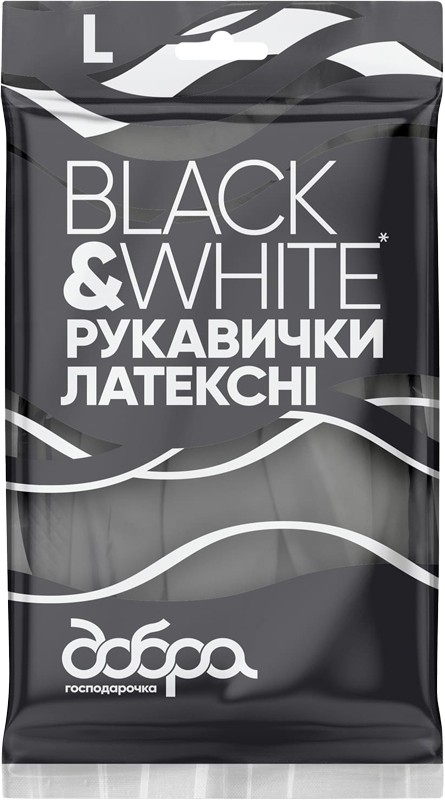 Рукавички латексні ТМ Добра господарочка Black White розмір L