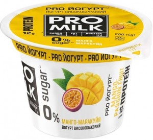 Йогурт PRO Milk протеїновий манго-маракуйя без цукру 3% 200 г 
