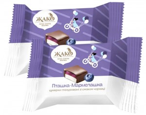 Цукерки Жако Пташка-Мармелашка глазуровані зі смаком чорниці