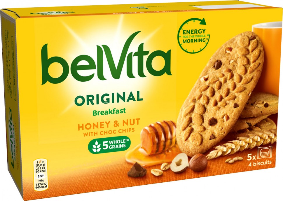 Печиво BelVita Original Breakfast Honey&Nut з шоколадними шматочками 225г