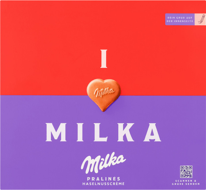 Цукерки Milka з молочного шоколаду з горіховою начинкою 110г