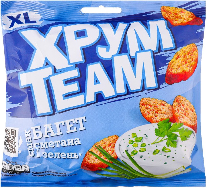 Сухарики ХрумTeam Багет Сметана і зелень 90г