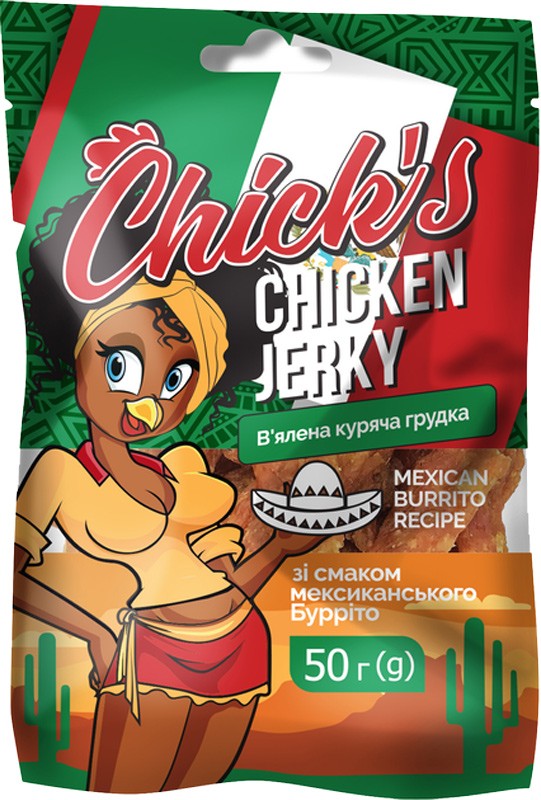Курячі джерки Chick’s зі смаком мексиканського Буріто 50 г
