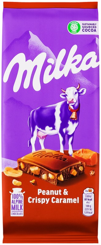 Шоколад Milka Peanut&Crispy Caramel молочний 90г