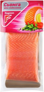 Семга Flagman филе-кусок слабосоленая с кожей 300г