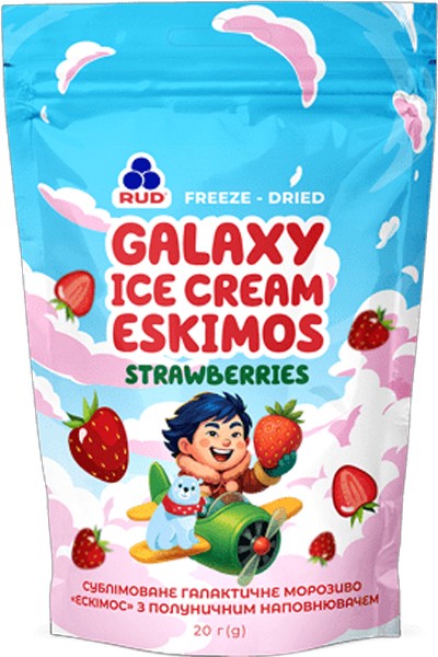 Морозиво Рудь Галактичне «Ескімос» з полуничним наповнювачем 20 г