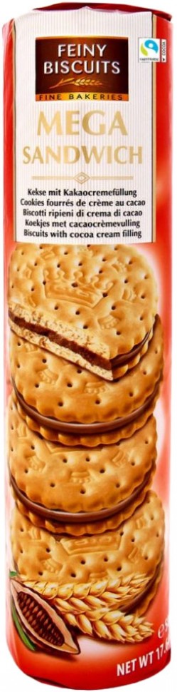 Печенье Feiny Biscuits Мега сэндвич с какао-кремовой начинкой 500г