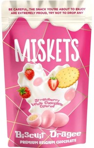 Драже Miskets с печеньем в белом шоколаде с клубничным вкусом 80 г
