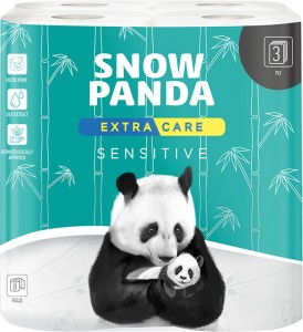 Папір туалетний Сніжна панда Extra Care Sensitive 3 шари 8 рулонів