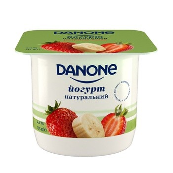 Йогурт Данон Полуниця-банан 2% 135 г (стакан)