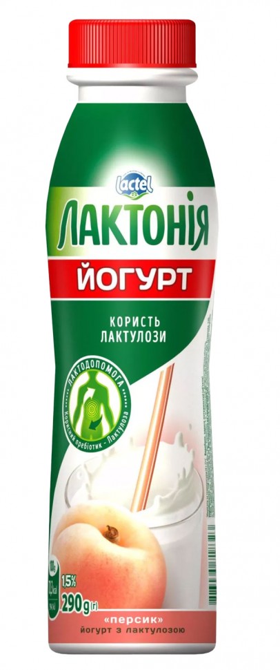 Йогурт Лактония с наполнителем Персик с лактулозой 1,5% 290г