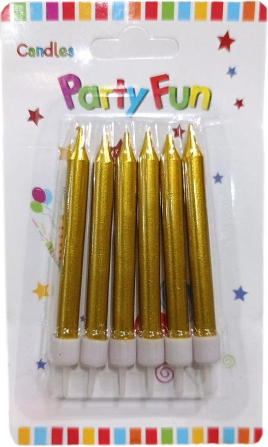 Свечи на торт "Классические" 9 см (6 шт) золото