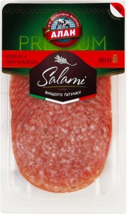 Ковбаса Алан Салямі сиров'ялена нарізка 80 г