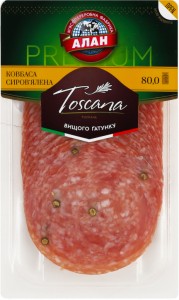 Ковбаса Алан Салямі Тоскана нарізка с/в в/г 80 г
