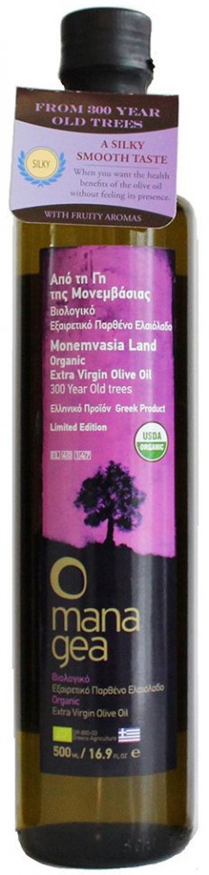 Органическое оливковое масло Mana Gea Extra Virgin 300 0,5л