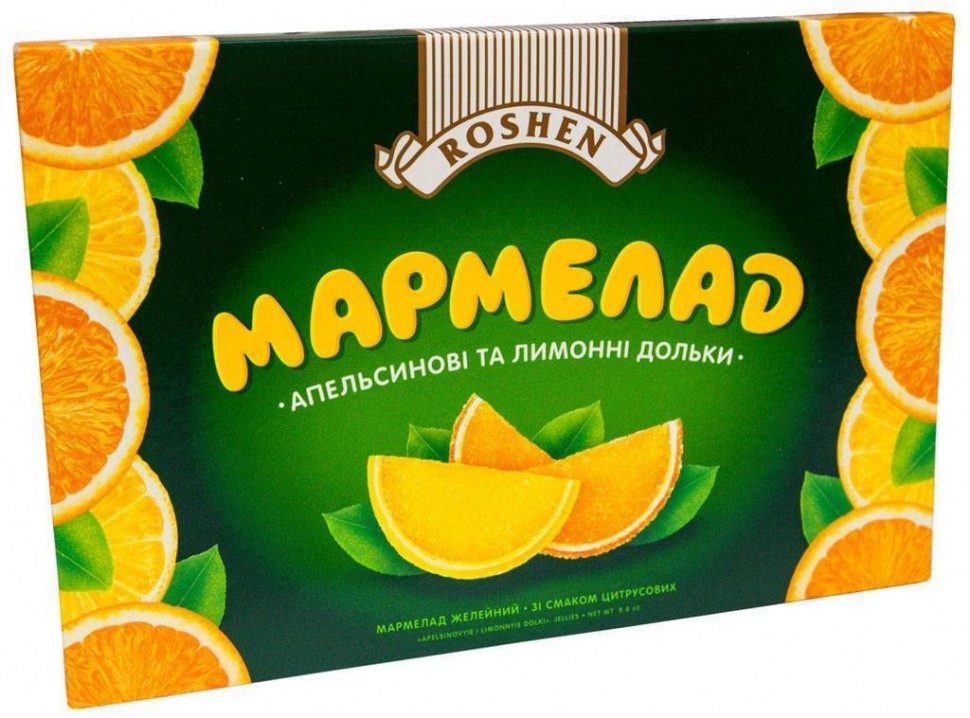 Мармелад "Апельсиновые и лимонные дольки" 250 г Roshen