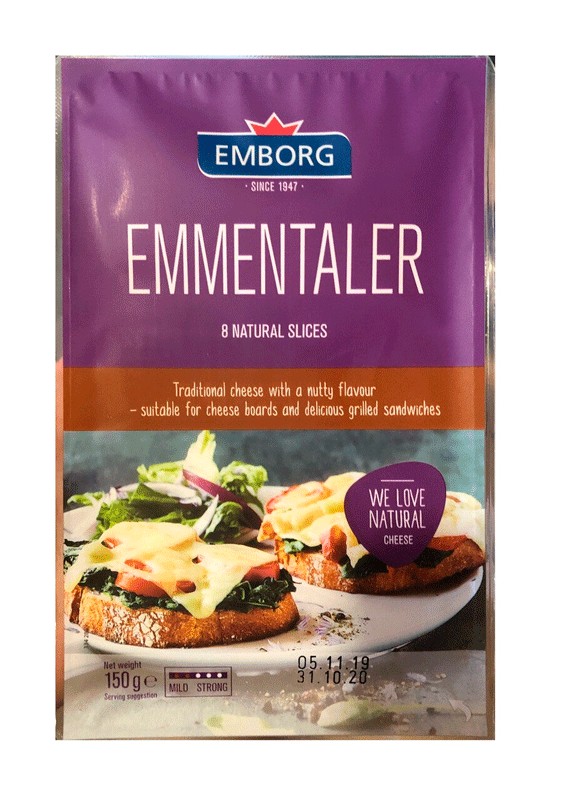 Сыр твердый Эменталь Emborg 45%, 150г.