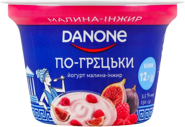Йогурт Danone По-гречески Малина-инжир с наполнителем 3.5% 150г