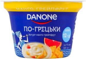 Йогурт Danone По-гречески Манго-грейпфрут с наполнителем 3.5% 150г