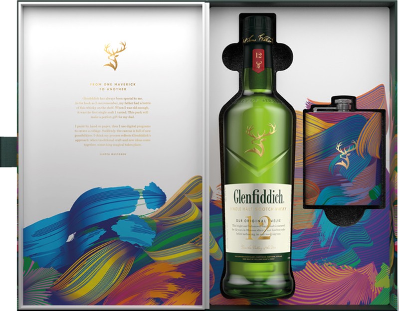 Віскі односолодовий Glenfiddich 12 yo 0.7 л 40% в подарунковій упаковці + фляга