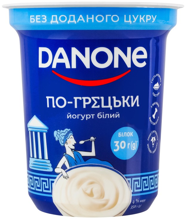 Йогурт Danone По-гречески Белый без добавленного сахара 4% 350г
