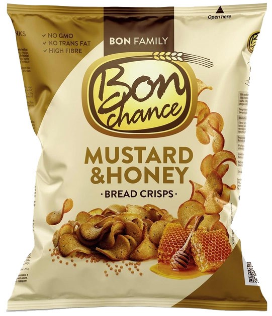 Хлебные чипсы Bon Chance с горчицей и медом 120г