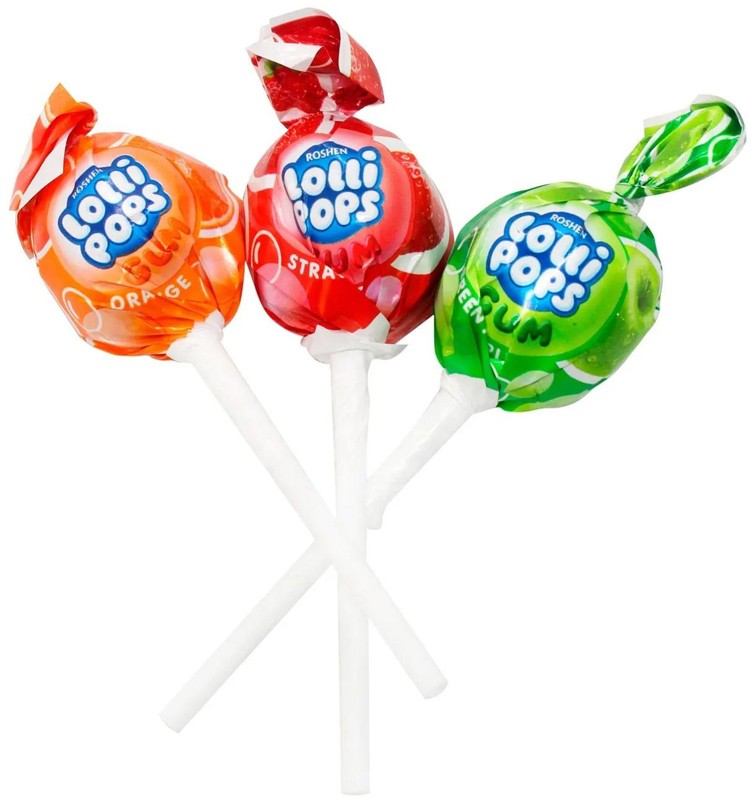 Карамель Roshen Lollipops Gum фруктовый микс