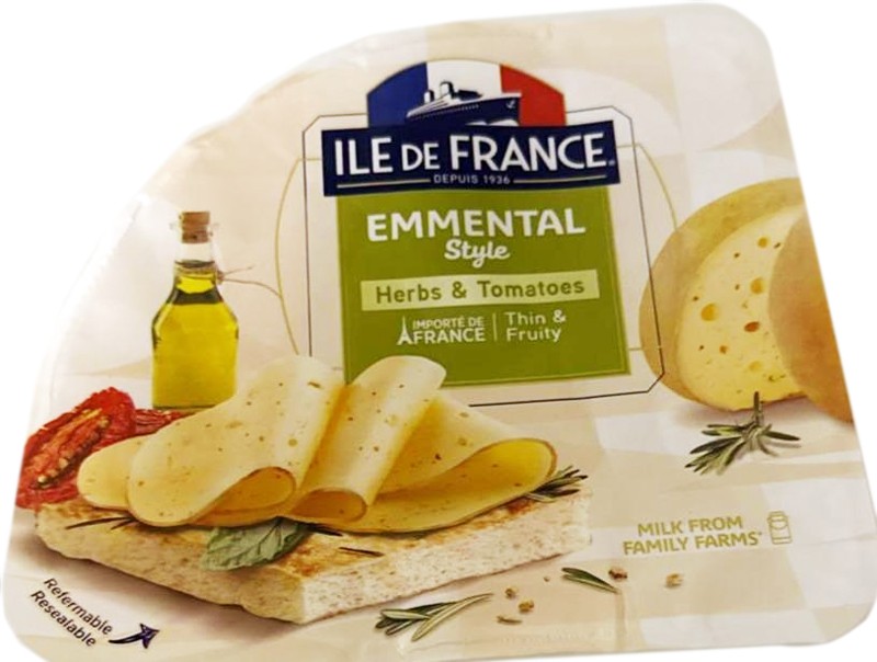 Сыр полутвердый Ile De France Эмменталь с травами и томатами 150г