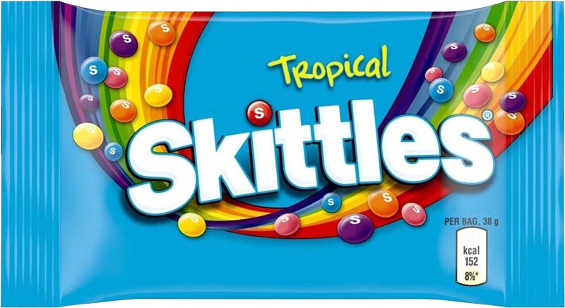 Драже Skittles Tropical в різнобарвній цукровій оболонці 38г