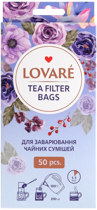 Фільтр-пакети Lovare для заварювання чайних сумішей 50шт