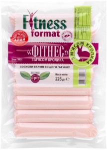 Сосиски Алан Фітнес з м'ясом кролика 225 г