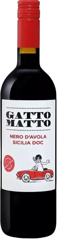 Вино Gatto Matto Nero d`Avola Sicilia DOC червоне сухе 12,5% 0,75л