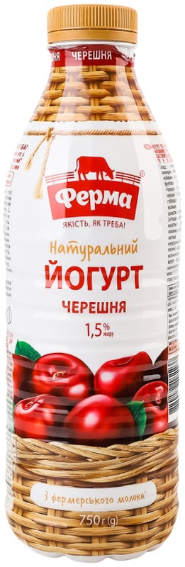 Йогурт Ферма Черешня натуральний 1.5% 750г