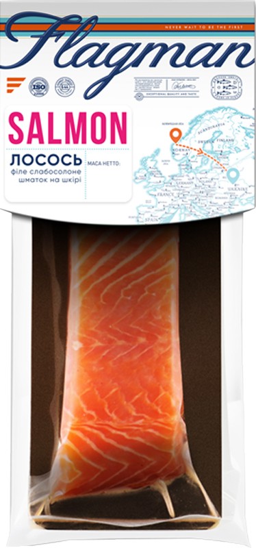 Лосось Flagman філе слабосолоне на шкірці 240г 