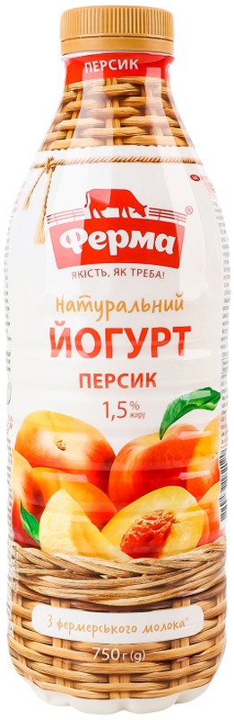 Йогурт Ферма Персик натуральний 1.5% 750г