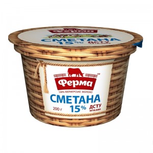 Сметана Ферма 15% 200г стакан