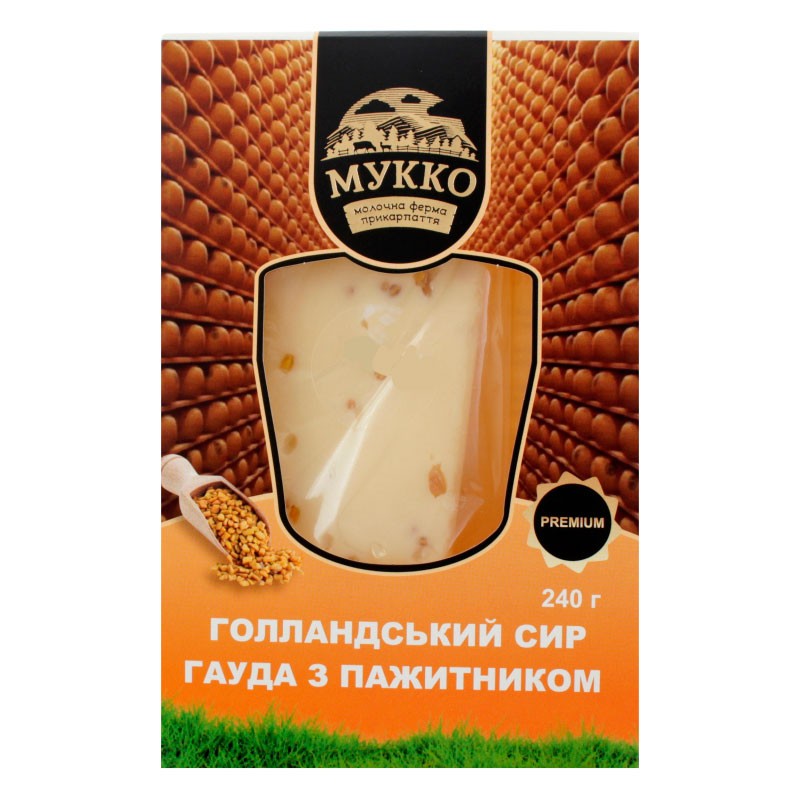 Сыр голландский гауда с пажитником ТМ Мукко 49,3% 240г