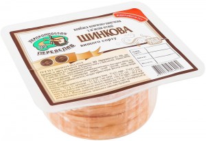 Колбаса Укрпромпостач-95 Ветчинная нарезка с мясом птицы копчено-запеченная высший сорт 140г