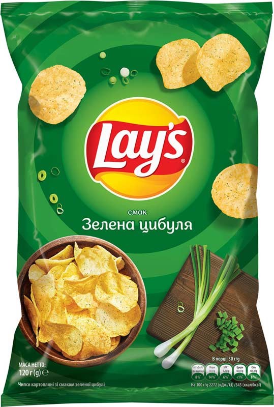 Чіпси Lays зі смаком зеленої цибулі 120 г