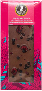 Шоколад молочний SHOUD'E з вишнею та чорницею 100 г